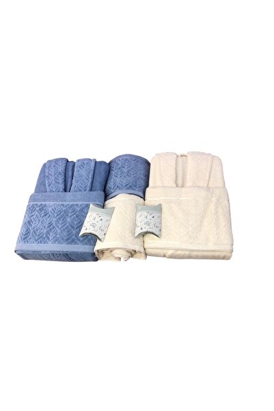 ROYAM Binnur Kısmı Velvet 100% Cotton 8 Piece Family Bathrobe Set