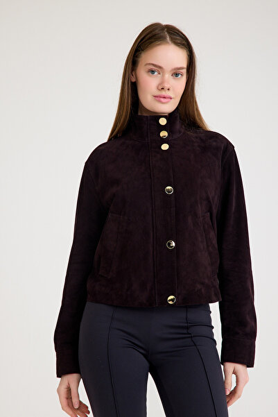 Franko Armondi Regular Orta Boy Süet Deri Ceket – VB-11-BK-2830-24085