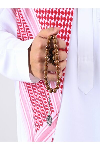 lubab سبحة بكلايت بني معرق | طربزونة فضة | من لباب