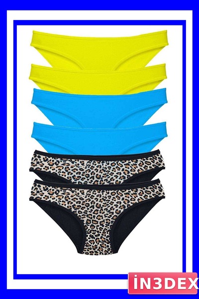 İN3DEX Lycra Slip Panties 6 Pack Leopard Patterned