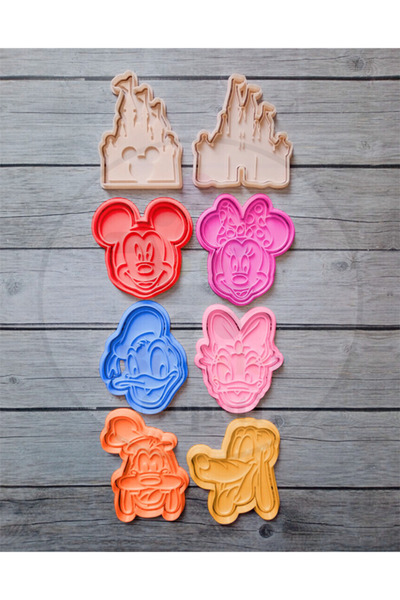 Bi'şeyler Sepeti قالب بسكويت بتصميم ديزني - قطاعة بسكويت 8 أشكال 16 قطعة