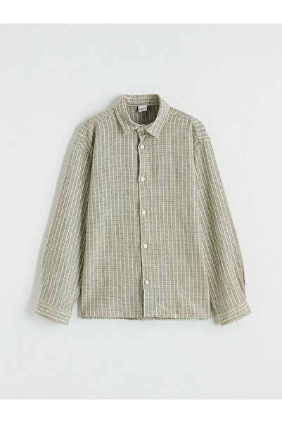 LC Waikiki Kaki majica za dečake Prugasto Poplin