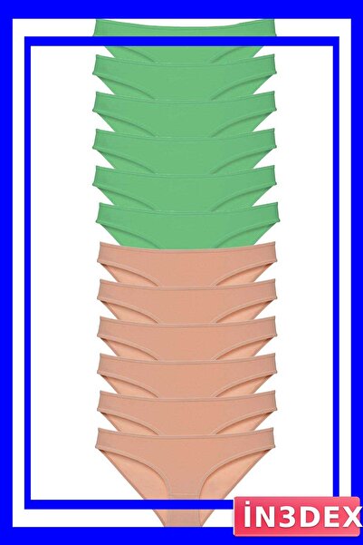 İN3DEX Lycra Women's Slip Panties Set of 12 Green Color