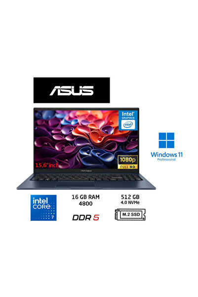 ASUS Vivobook 15 Core 7 150U 16 GB-512 GB Ssd-15.6'' Windows 11 Pro X1504VA-B...