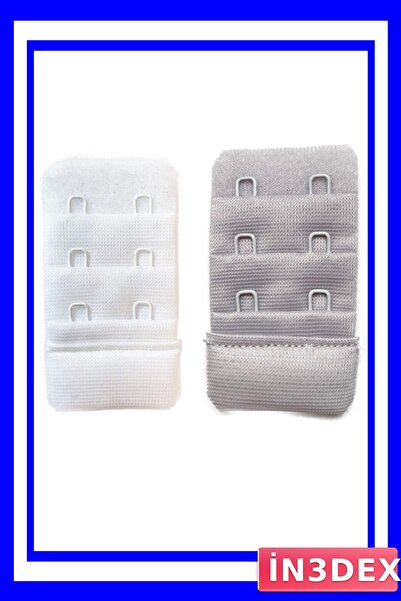 İN3DEX Bra Extension Clasp Set 2 Pieces 3 Rows White Gray