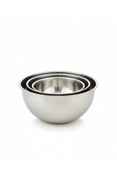 MyBru 430 Paslanmaz Çelik Karıştırma Kabı 3'lü Set 29 25 21 Cm Çırpma Yoğurma...