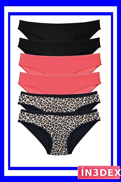 İN3DEX Lycra Slip Panties 6 Pack Leopard Patterned