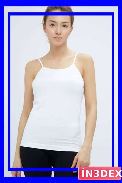 İN3DEX Non-Marking Long White Tank Top with String Straps for Women