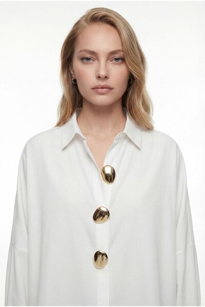 Cistern İstanbul Kadın Gold Düğmeli Gömlek