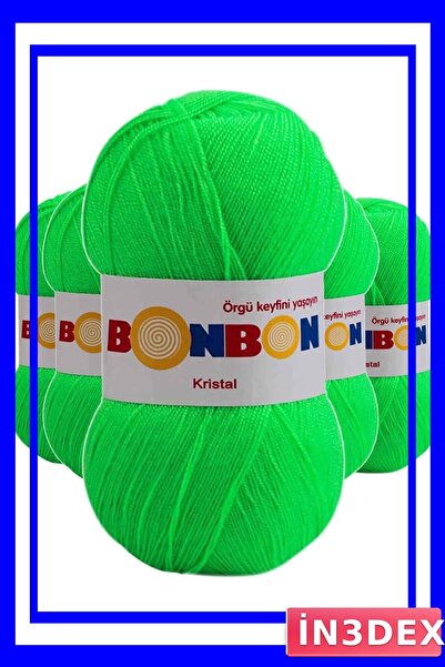 İN3DEX Pistachio Green Crystal Hand Knitting Yarn 5 Piece Pack