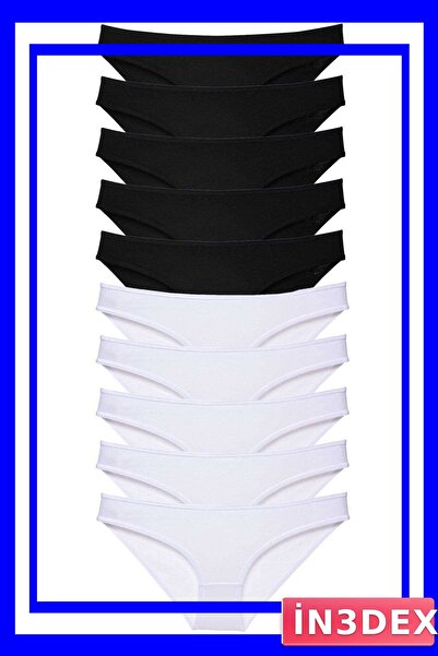 İN3DEX Lycra Women's Slip Panties Set 10 Pieces Black White