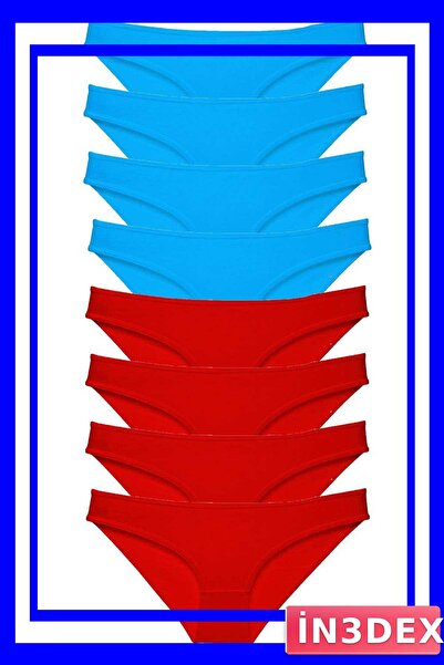 İN3DEX 8-Piece Women's Slip Panties Set Red and Blue