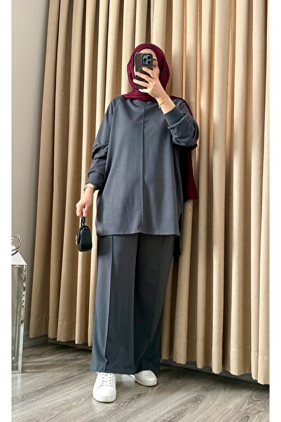 MERİÇ BOUTİQUE Vina Rahat Kalıp Modal Oval Kesim Tunik Pantolon Takım