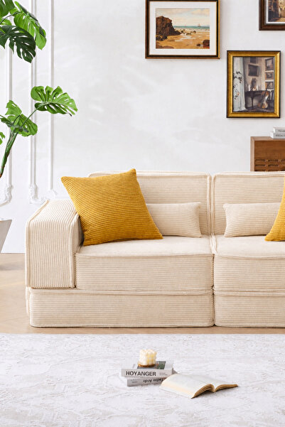 Katt Manora Koltuk Yatak Modüler 2’li – Sünger Kanepe, Yıkanabilir Kılıflı, Ç...