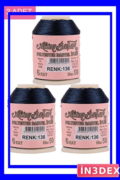 İN3DEX 3 Pieces of Lace and Embroidery Thread 20 Gram Pack
