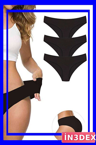 İN3DEX Seamless Laser Cut Flexible Panties 3-Pack Black