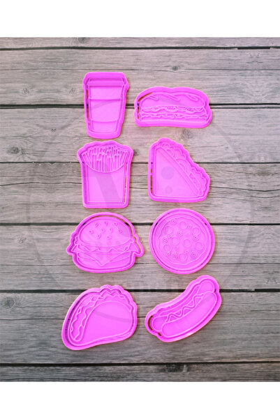 Bi'şeyler Sepeti قالب بسكويت بتصميم الطعام - قطاعة بسكويت بـ 8 أشكال 16 قطعة