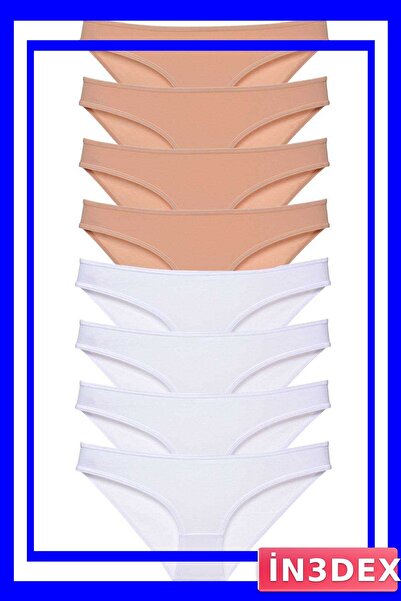 İN3DEX Lycra Women's Slip Panties Set 8 Pieces White Color