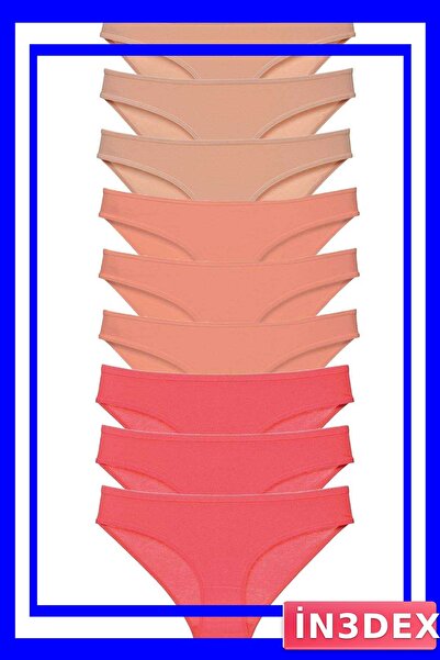 İN3DEX طقم سراويل داخلية نسائية من الليكرا مكون من 9 قطع باللونين البيج والفوشيا