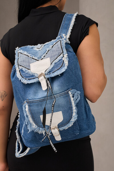 StarBlueMooN Design Denim Backpack Casual