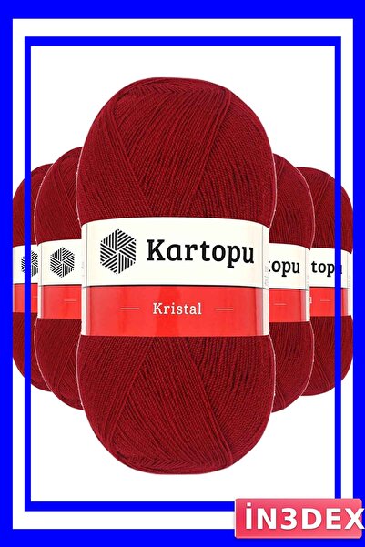 İN3DEX Crystal Double Layer Hand Knitting Yarn 5 Pieces Dark Red
