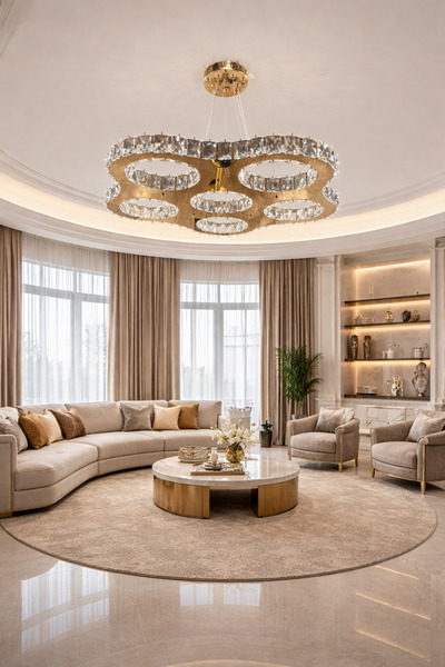 TREND 65LİK ORBİT PAPATYA GOLD KRİSTAL MODERN AVİZE