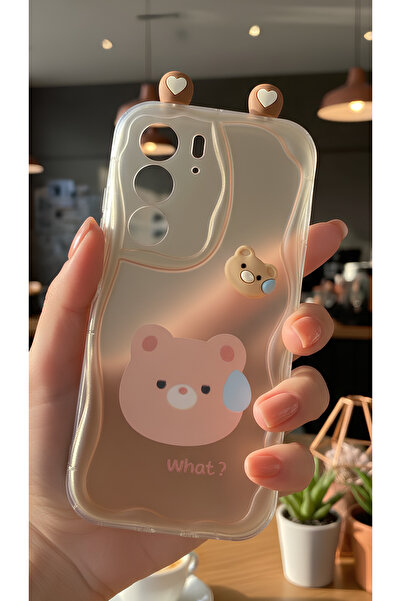 TechTrove حافظة بتصميم حواف متموجة مع شكل دب لطيف ومفاجئ، متوافقة مع هاتف Rea...