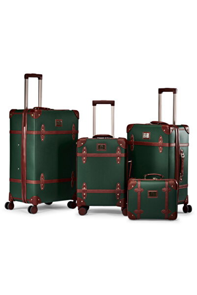 LİMRA Lemra 4-Piece Luxury Faux Leather Luggage Set with Spinner Wheels and L...