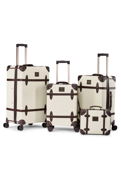 LİMRA Lemra 4-Piece Luxury Faux Leather Luggage Set with Spinner Wheels and L...