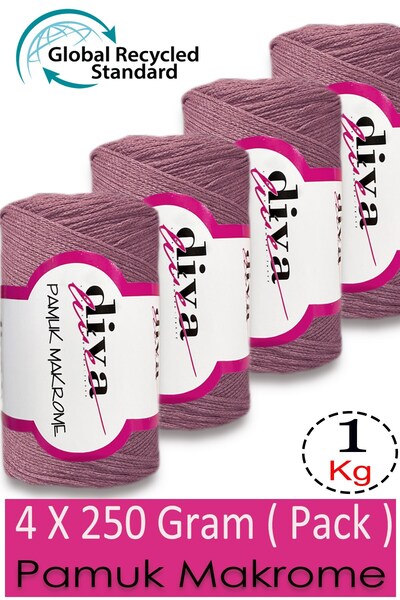 Diva İplik 1 kg - Pakovanje od 4 komada - 3 mm - Koton Makrame Torba Pređa 10...