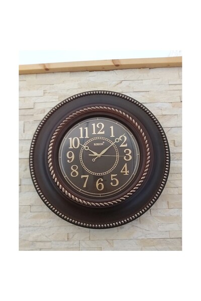 Rikon Wall Clock, Leather Look, 51 cm - Brown/Gold