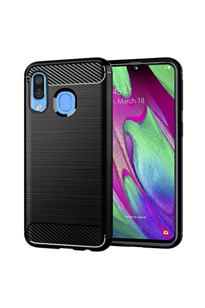 Techsuit Samsung Galaxy A40 Carbon Silicone Case, Black