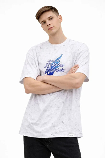 JANES Tricou supradimensionat pentru bărbați, cu imprimeu Acid Washed, Future...