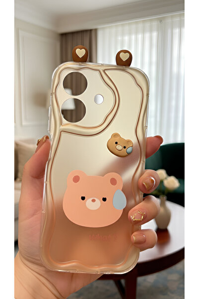 TechTrove حافظة بتصميم حواف متموجة مع شكل دب لطيف ومفاجئ، متوافقة مع هاتف Rea...
