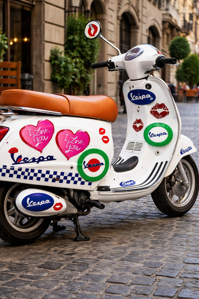 Limitless Design Scooter Sticker Set 22x30 cm | İtalyan Bayraklı Retro Tasarım