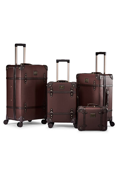LİMRA Lemra 4-Piece Luxury Faux Leather Luggage Set with Spinner Wheels and L...