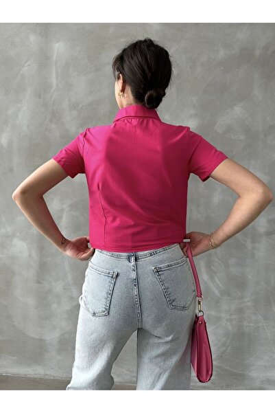 VERYMODA Fuchsia Gipeli Gathered Front Blouse |   D2248 - Fuchsia