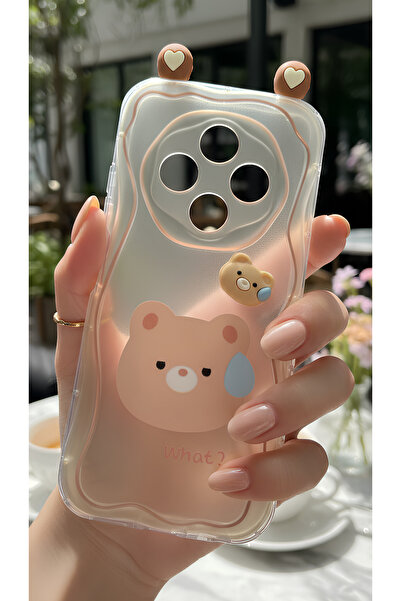 TechTrove Cute Confused Teddy Bear Figure Wavy Edge Design Case Compatible wi...