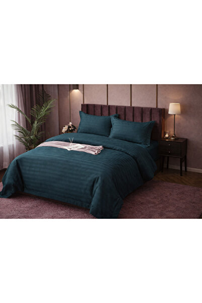 Casa Pucioasa Satin Damask Double Bed Linen Set, Stretchy Sheet, Petrol Green...