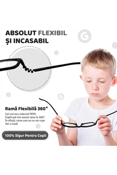 AVRALIA Rame Ochelari pentru Copii, Flexibila si Indestructibila, Clip-On cu Lentile Polarizate inclus