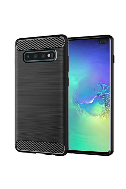 Techsuit Carcasă din silicon carbon pentru Samsung Galaxy S10 Plus, neagră