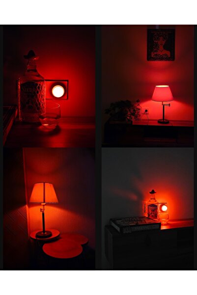 Bafra Kırmızı LED Gece Lambası | Loş Ambiyans Işığı | Komodin & Dekoratif Kul...