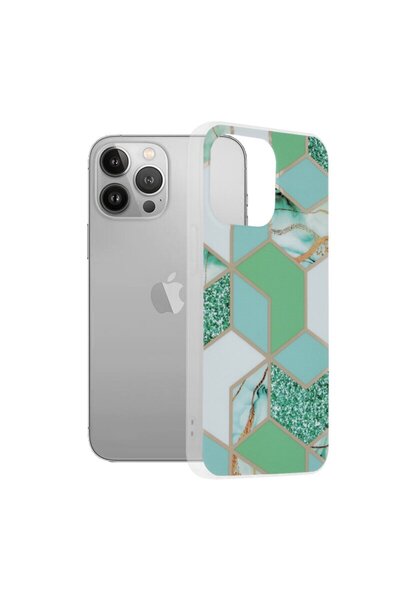 Techsuit iPhone 13 Pro Marble Case, Green