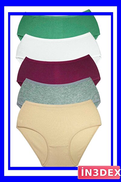 İN3DEX 5-Piece High Waist Ribbed Bato Panties Set for Women