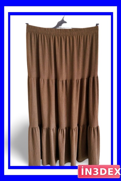 İN3DEX Rubber Waist Detailed Long Straight Skirt Dark Green Color