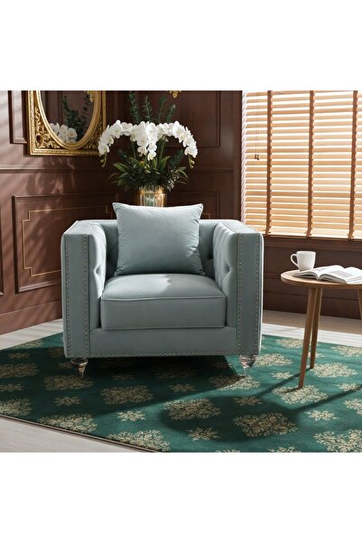 GLAMOURE HOME Upholstered living room chair in Velvet fabric, suitable for be...