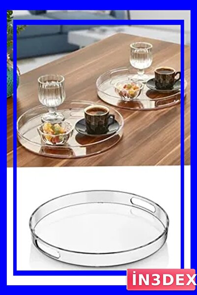 İN3DEX Smoked Colored Transparent Round Serving Tray