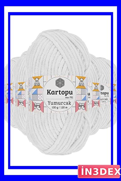 İN3DEX Velvet Textured Hand Knitting Yarn Set Snow White