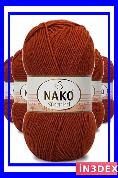 İN3DEX Hand Knitting Yarn 5 Pieces 100 Grams Brick Color