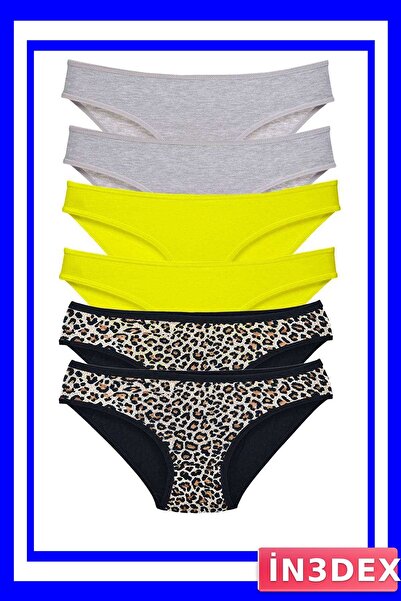 İN3DEX Lycra Slip Panties 6 Pack Leopard Patterned
